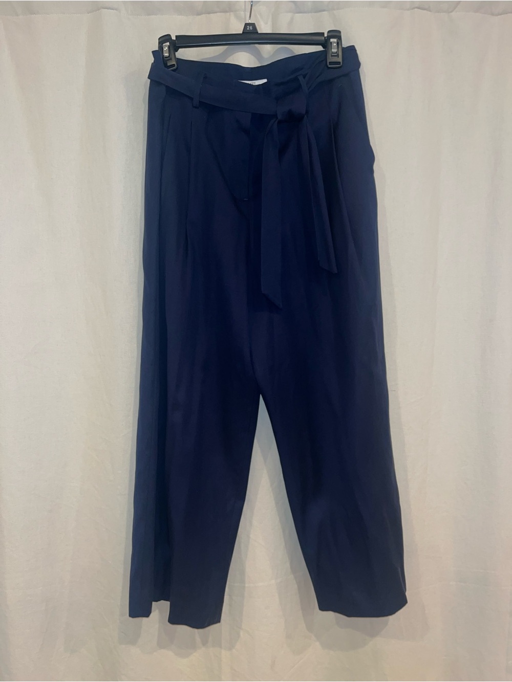 LK Bennett Navy Paperbag Waist Tie Trousers